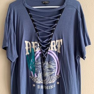 EXPRESS Lace Up Graphic T Shirt